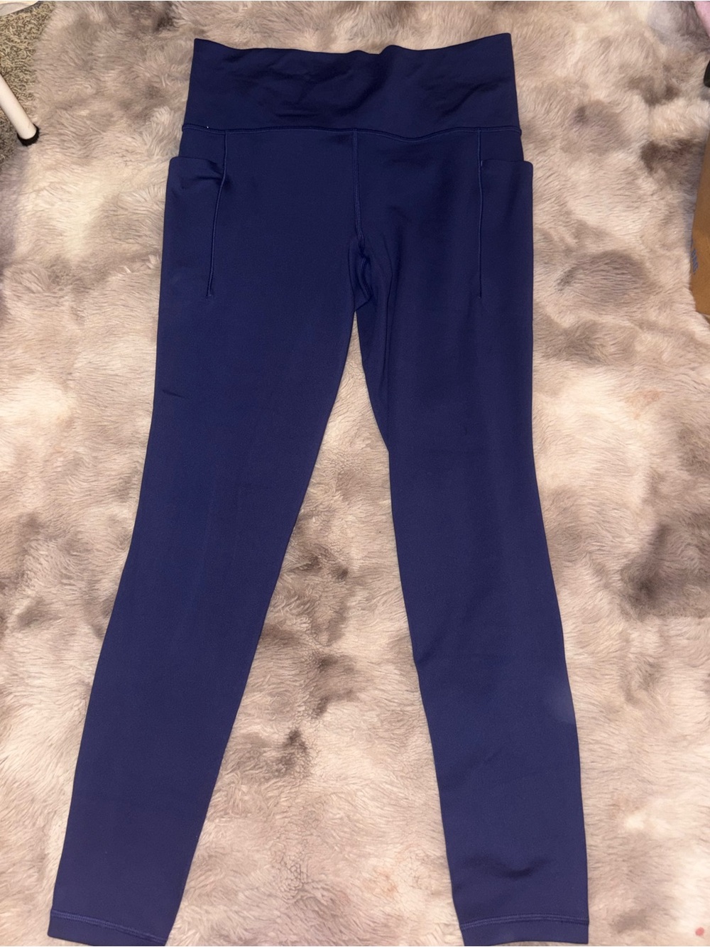 Athleta Deep Navy High-Waist Leggings with Side Pockets
